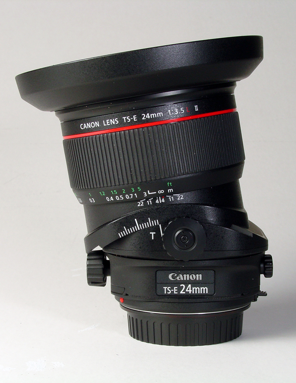 Click to Enlarge - Canon TS-E 24mm f/3.5L II with hood in tilt mode